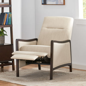 English Elm Christopher Knight Home® - Fabric Recliner Chair Mid-Century Push-Back Upholstered Armchair with Thick Cushion and Birch Frame Beige 70449.00BGE