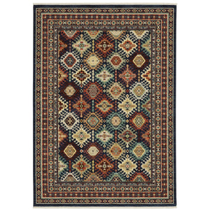 Homeroots 2' Navy Blue Oriental Area Rug With Elegant Fringe – Perfect For Adding Style And Warmth To Any Room 2' X 3' Wool Blend 575322