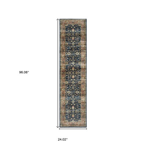 Homeroots 5' Ivory Oriental Distressed Area Rug - Stain Resistant, Non-skid Design For Stylish Home Decor 8' Runner Polyester 575326
