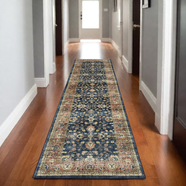 Homeroots 5' Ivory Oriental Distressed Area Rug - Stain Resistant, Non-skid Design For Stylish Home Decor 8' Runner Polyester 575326