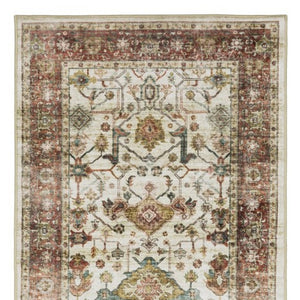Homeroots 5' Ivory Oriental Distressed Area Rug - Elegant Non-skid Design, Stain Resistant For Any Décor 8' Runner Polyester 575327