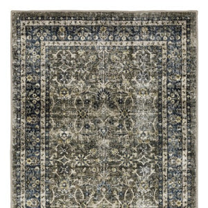 Homeroots 4' Charcoal And Blue Oriental Distressed Area Rug - Stylish, Stain-resistant, Perfect For Any Space 8' Runner Polyester 575328