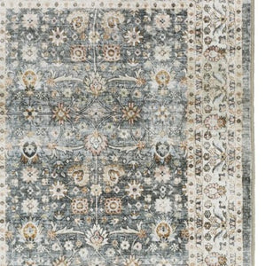 Homeroots 4' Teal Oriental Distressed Area Rug - Stylish, Non-skid, Stain-resistant Design For Any Room 8' Runner Polyester 575329