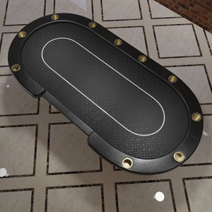 English Elm 96" Oval Casino Poker Table Seats 10 with Speed Cloth Felt Vinyl Armrest Cup Holders Black W2748S00023