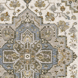 Homeroots 5' Ivory Medallion Fringe Area Rug – Stain-resistant, Stylish Design For Home Décor Enhancement 3' X 5' Polyester 575331