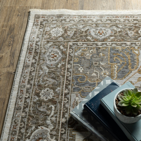 Homeroots 5' Ivory Medallion Fringe Area Rug – Stain-resistant, Stylish Design For Home Décor Enhancement 3' X 5' Polyester 575331