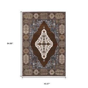 Homeroots 4' Gray Medallion Area Rug – Stain-resistant, Soft Texture, Perfect For Kids & Pets, Stylish Decor 4' X 6' Polyester 575334