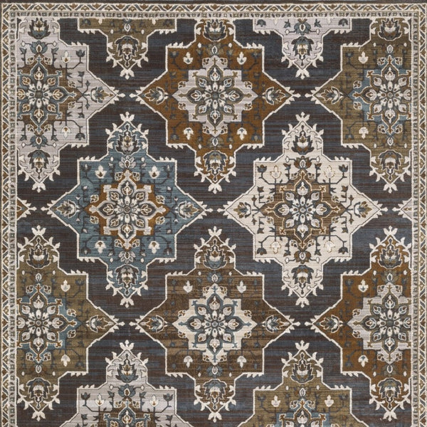 Homeroots 10' Blue Medallion Area Rug - Stain Resistant, Stylish Design For Living Spaces With Kids & Pets 4' X 6' Polyester 575335