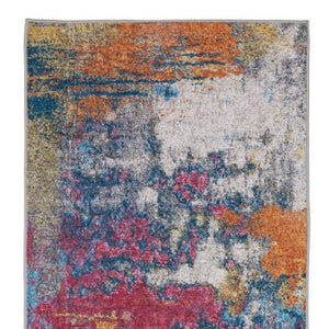 Homeroots 5' Artistic Blue Abstract Area Rug - Non-skid, Stain Resistant, Perfect For Kids And Pets! 8' Runner Polyester 575338