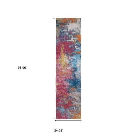 Homeroots 5' Artistic Blue Abstract Area Rug - Non-skid, Stain Resistant, Perfect For Kids And Pets! 8' Runner Polyester 575338