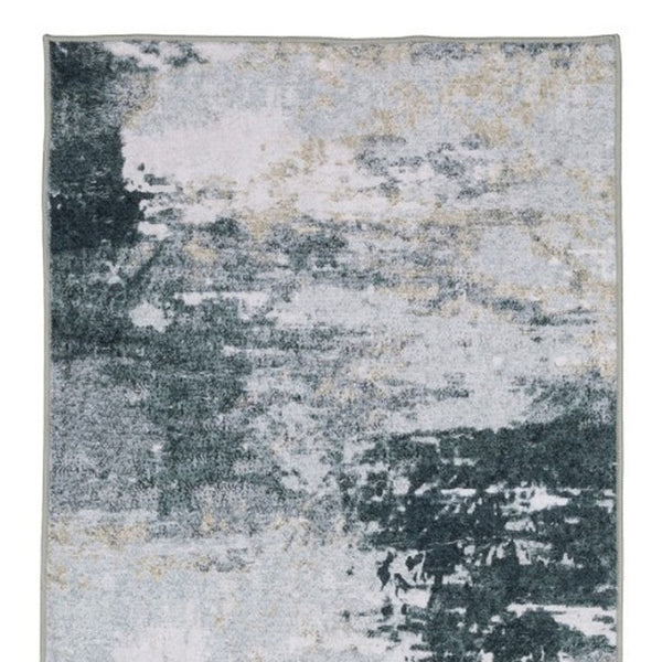 Homeroots 5' Ivory Abstract Non-skid Area Rug - Stain Resistant, Stylish & Versatile For Any Room Decor 8' Runner Polyester 575339