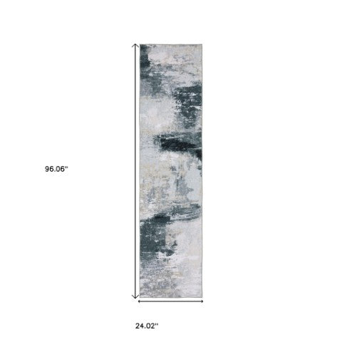 Homeroots 5' Ivory Abstract Non-skid Area Rug - Stain Resistant, Stylish & Versatile For Any Room Decor 8' Runner Polyester 575339