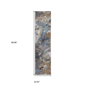 Homeroots 5' Blue Abstract Non-skid Area Rug - Stain Resistant, Soft Design For Family Spaces And Pets 8' Runner Polyester 575340