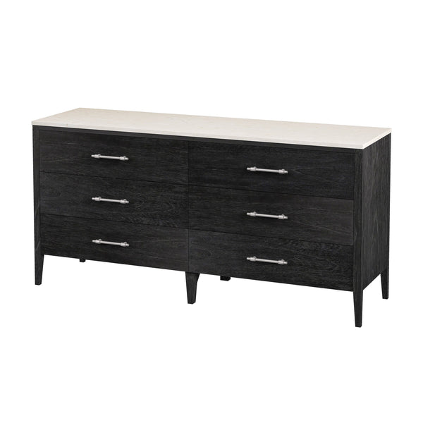 Butler Specialty Mayfair 3-drawer Chest: Exquisite Wood & Marble Design With Antique Silver Hardware For Elegance Black Mindi Wood,Mindi Veneer,Mdf,Marble 5753432-butler