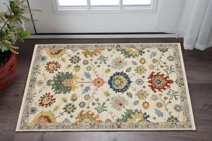 Homeroots 2' Gray Blue And Yellow Oriental Area Rug With Fringe – Stylish Design To Enhance Your Home Decor 3' X 5' Wool Blend 575343