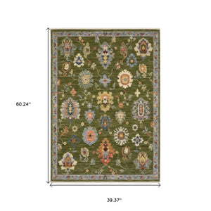 Homeroots 2' Yellow Oriental Area Rug With Fringe - Timeless Design For Cozy Home Decor And Warmth 3' X 5' Wool Blend 575348