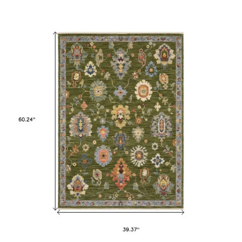 Homeroots 2' Yellow Oriental Area Rug With Fringe - Timeless Design For Cozy Home Decor And Warmth 3' X 5' Wool Blend 575348