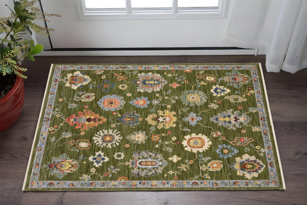 Homeroots 2' Yellow Oriental Area Rug With Fringe - Timeless Design For Cozy Home Decor And Warmth 3' X 5' Wool Blend 575348