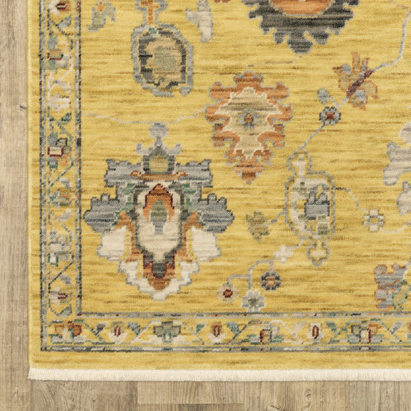 Homeroots 2' Yellow Oriental Area Rug With Fringe - Timeless Design For Cozy Home Decor And Warmth 3' X 5' Wool Blend 575349