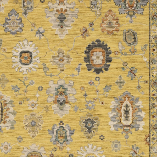Homeroots 2' Yellow Oriental Area Rug With Fringe - Timeless Design For Cozy Home Decor And Warmth 3' X 5' Wool Blend 575349