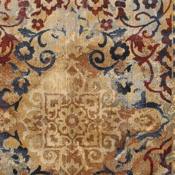 Homeroots 4' Gold Oriental Area Rug – Stylish Distressed Design, Stain Resistant For Homes With Kids & Pets 4' X 6' Polypropylene,Polyester 575350