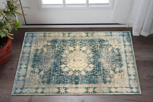 Homeroots 4' Ivory Oriental Area Rug – Distressed Design For A Timeless Touch In Any Home Décor Space 4' X 6' Polypropylene,Polyester 575353