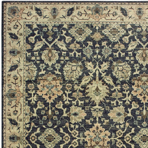 Homeroots 4' Navy Blue Oriental Area Rug - Stain Resistant, Stylish Design For Pets And Kids, Perfect For Any Room 4' X 6' Polypropylene 575362