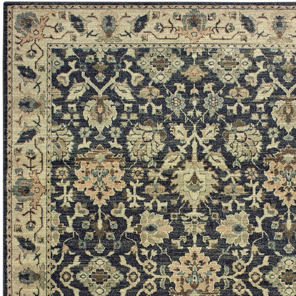 Homeroots 4' Navy Blue Oriental Area Rug - Stain Resistant, Stylish Design For Pets And Kids, Perfect For Any Room 4' X 6' Polypropylene 575362