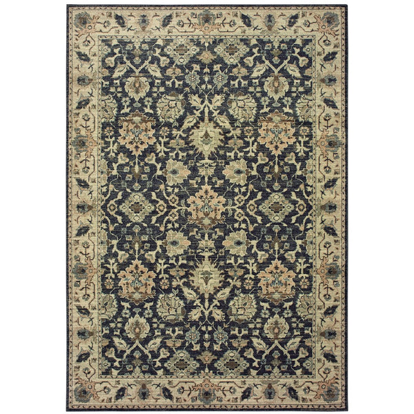 Homeroots 4' Navy Blue Oriental Area Rug - Stain Resistant, Stylish Design For Pets And Kids, Perfect For Any Room 4' X 6' Polypropylene 575362