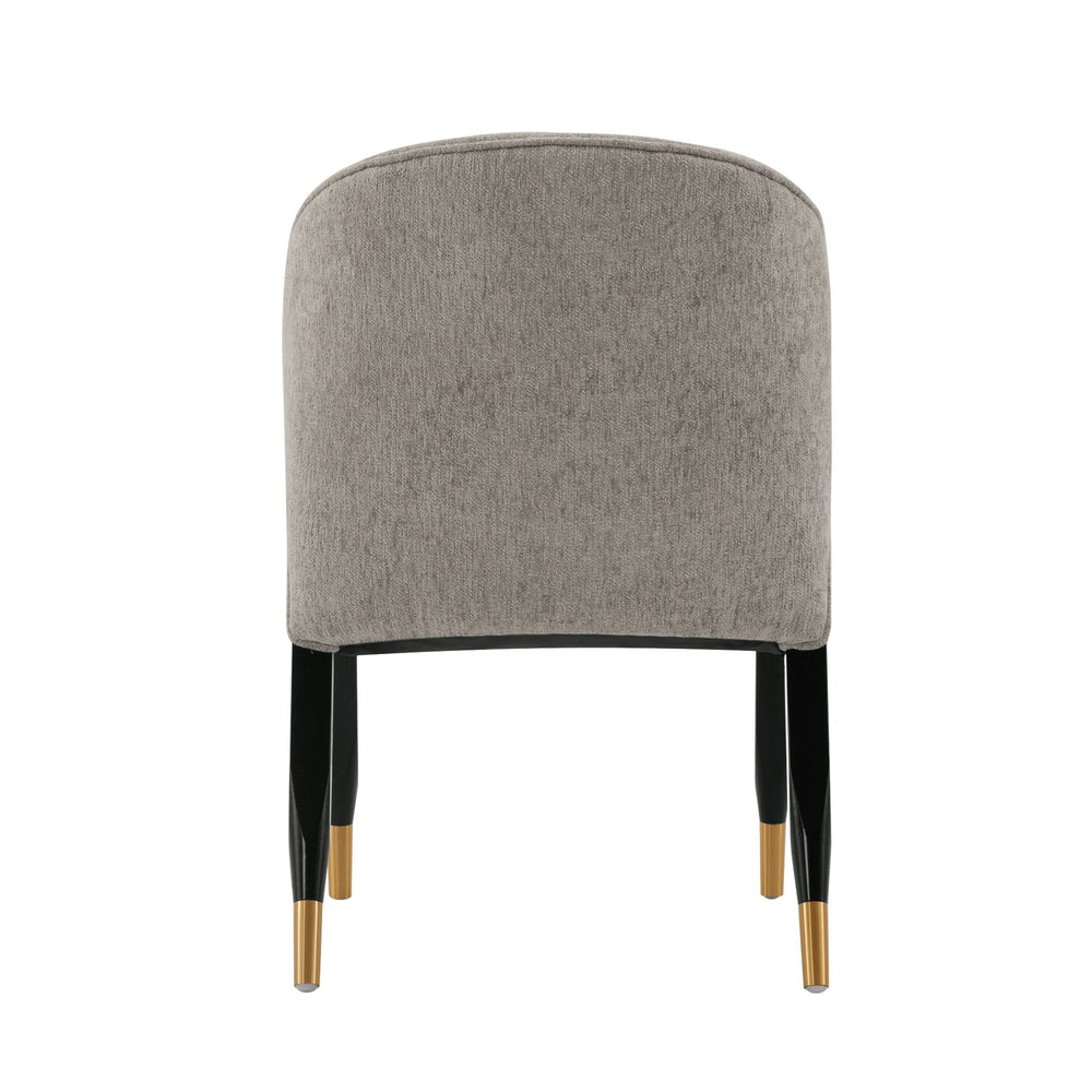 English Elm Ola Wood Chenille Dining Chair Stone Gray — Solid Elm Frame, Gold-Tip Legs, Luxurious Foam Padding, 330lb Capacidad B365P397691