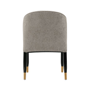 English Elm Ola Wood Chenille Dining Chair Stone Gray — Solid Elm Frame, Gold-Tip Legs, Luxurious Foam Padding, 330lb Capacidad B365P397691