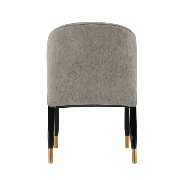 English Elm Ola Wood Chenille Dining Chair Stone Gray — Solid Elm Frame, Gold-Tip Legs, Luxurious Foam Padding, 330lb Capacidad B365P397691