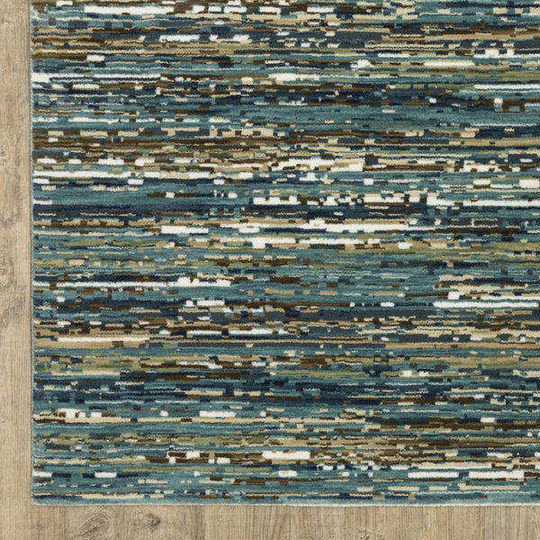 Homeroots 3' Stylish Blue Striped Area Rug - Stain Resistant, Comfortable Texture, Perfect For Homes With Kids & Pets 3' X 5' Polypropylene,Polyester 575370