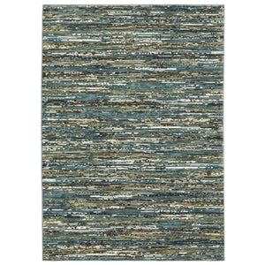 Homeroots 3' Stylish Blue Striped Area Rug - Stain Resistant, Comfortable Texture, Perfect For Homes With Kids & Pets 3' X 5' Polypropylene,Polyester 575370