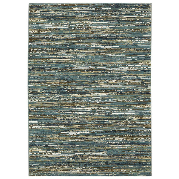 Homeroots 3' Stylish Blue Striped Area Rug - Stain Resistant, Comfortable Texture, Perfect For Homes With Kids & Pets 3' X 5' Polypropylene,Polyester 575370
