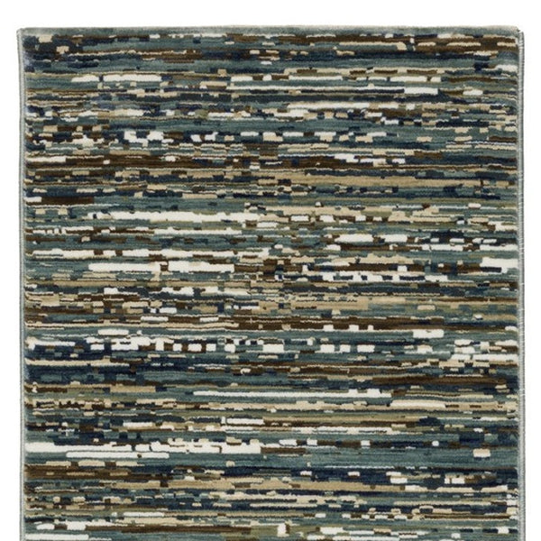 Homeroots 3' Stylish Blue Striped Area Rug - Stain Resistant, Comfortable Texture, Perfect For Homes With Kids & Pets 8' Runner Polypropylene,Polyester 575371