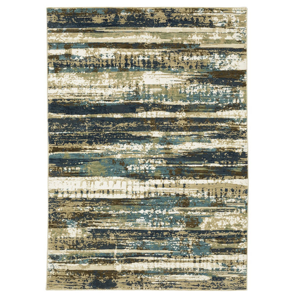 Homeroots 3' Beige Abstract Area Rug - Stylish Power Loom Design For Comfort, Stain Resistant & Versatile Decor 3' X 5' Polypropylene,Polyester 575372