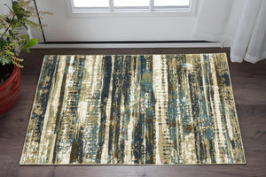 Homeroots 3' Beige Abstract Area Rug - Stylish Power Loom Design For Comfort, Stain Resistant & Versatile Decor 3' X 5' Polypropylene,Polyester 575372