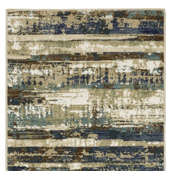 Homeroots 3' Beige Abstract Area Rug - Stylish Power Loom Design For Comfort, Stain Resistant & Versatile Decor 8' Runner Polypropylene,Polyester 575373