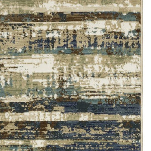 Homeroots 3' Beige Abstract Area Rug - Stylish Power Loom Design For Comfort, Stain Resistant & Versatile Decor 8' Runner Polypropylene,Polyester 575373