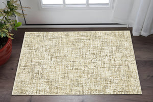 Homeroots 3' Ivory Abstract Area Rug - Elegant Stain-resistant Design For Cozy Living Spaces And Homes 3' X 5' Polypropylene,Polyester 575374