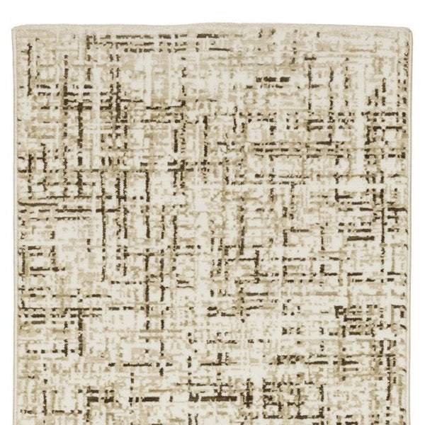 Homeroots 3' Ivory Abstract Area Rug - Elegant Stain-resistant Design For Cozy Living Spaces And Homes 8' Runner Polypropylene,Polyester 575375