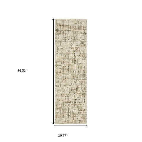 Homeroots 3' Ivory Abstract Area Rug - Elegant Stain-resistant Design For Cozy Living Spaces And Homes 8' Runner Polypropylene,Polyester 575375