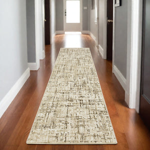 Homeroots 3' Ivory Abstract Area Rug - Elegant Stain-resistant Design For Cozy Living Spaces And Homes 8' Runner Polypropylene,Polyester 575375