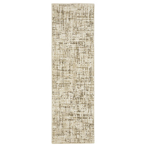 HomeRoots 3' Modern Ivory and Brown Abstract Area Rug - Durable, Stain-Resistant Design for Any Space 8' Runner 575375