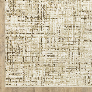 Homeroots 3' Ivory Abstract Area Rug - Elegant Stain-resistant Design For Cozy Living Spaces And Homes 8' Runner Polypropylene,Polyester 575375