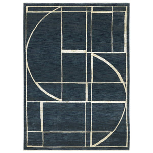 Homeroots 3' Stylish Blue Geometric Area Rug - Perfect For Kids And Pets, Stain Resistant, Adds Warmth To Home 3' X 5' Polypropylene,Polyester 575376