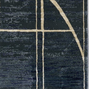 Homeroots 3' Stylish Blue Geometric Area Rug - Perfect For Kids And Pets, Stain Resistant, Adds Warmth To Home 8' Runner Polypropylene,Polyester 575377