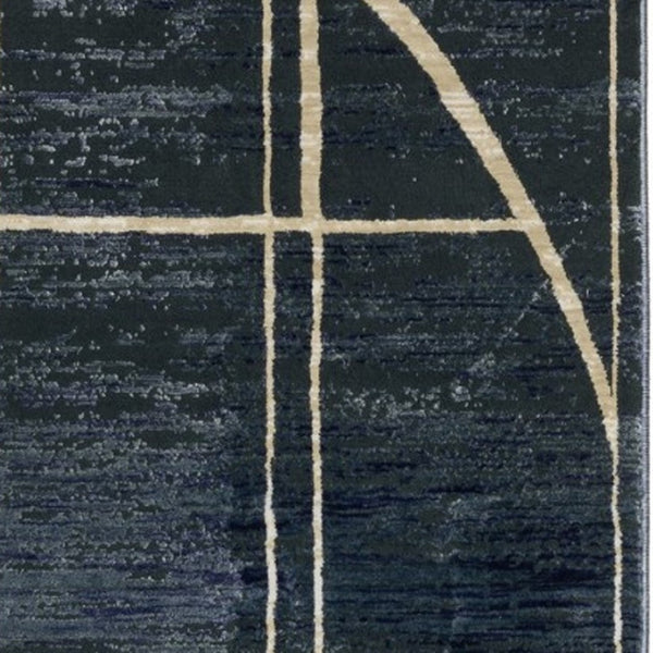 Homeroots 3' Stylish Blue Geometric Area Rug - Perfect For Kids And Pets, Stain Resistant, Adds Warmth To Home 8' Runner Polypropylene,Polyester 575377