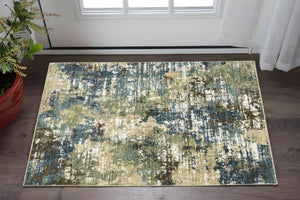 Homeroots 3' Abstract Blue Area Rug - Stain Resistant, Soft Texture, Perfect For Kids & Pets, Adds Warmth 3' X 5' Polypropylene,Polyester 575380